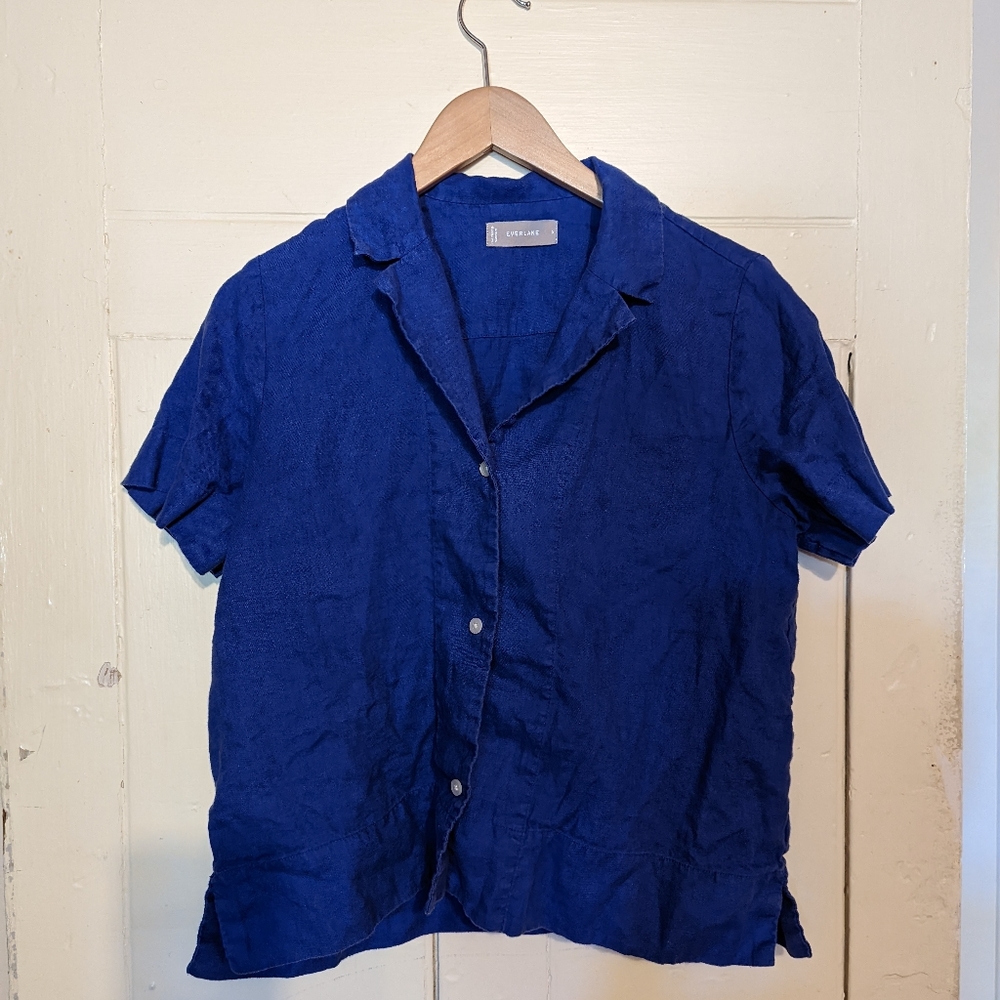 EVERLANE short sleeve linen notch shirt